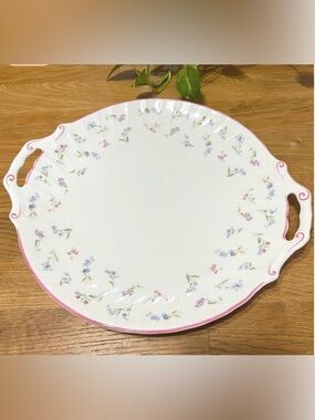Vintage Royal Worcester Forget Me Not Cake Serving Plate Platter
